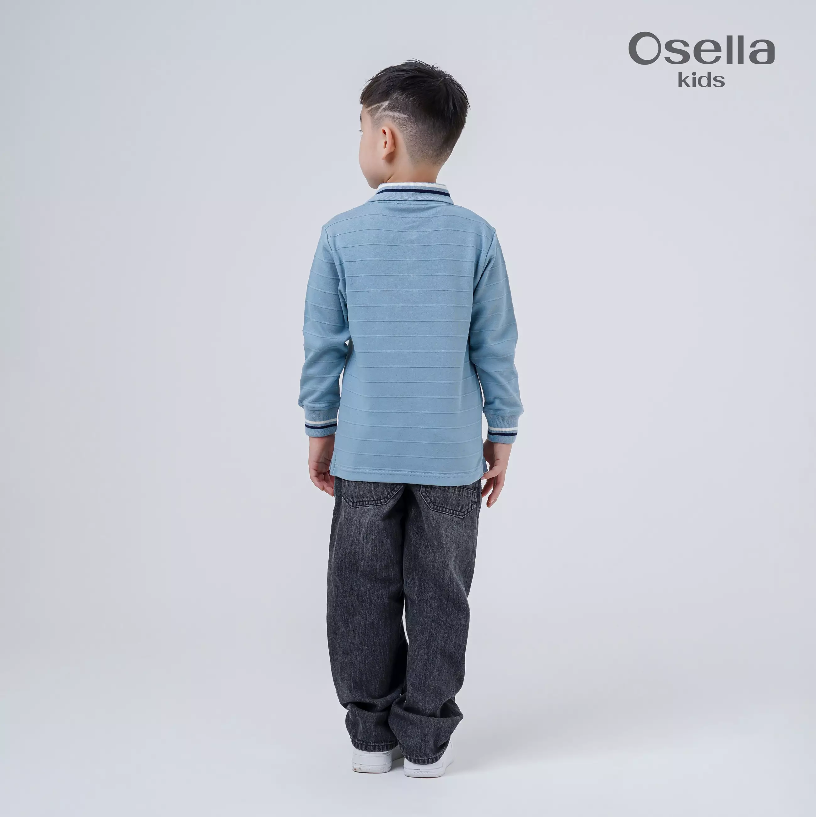 Osella Kids Scotty Long Stripe Sleeve Polo 2227660236 | Atasan Polo Kerah Lengan Panjang Anak Laki Laki