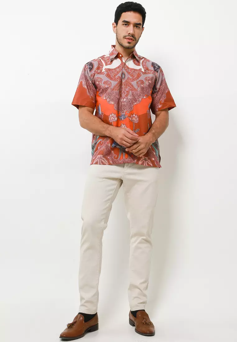 Kacaya Kemeja Batik Tulis Premium Pria Casual Modern Lengan Pendek