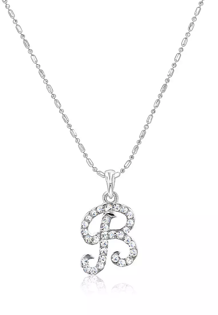 Crystal Letter A Gold Short Pendant Necklace In White Crystal | Kendra - Foto 5