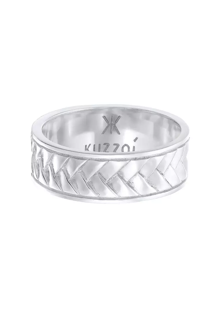 Men's Silver Herringbone Band Ring