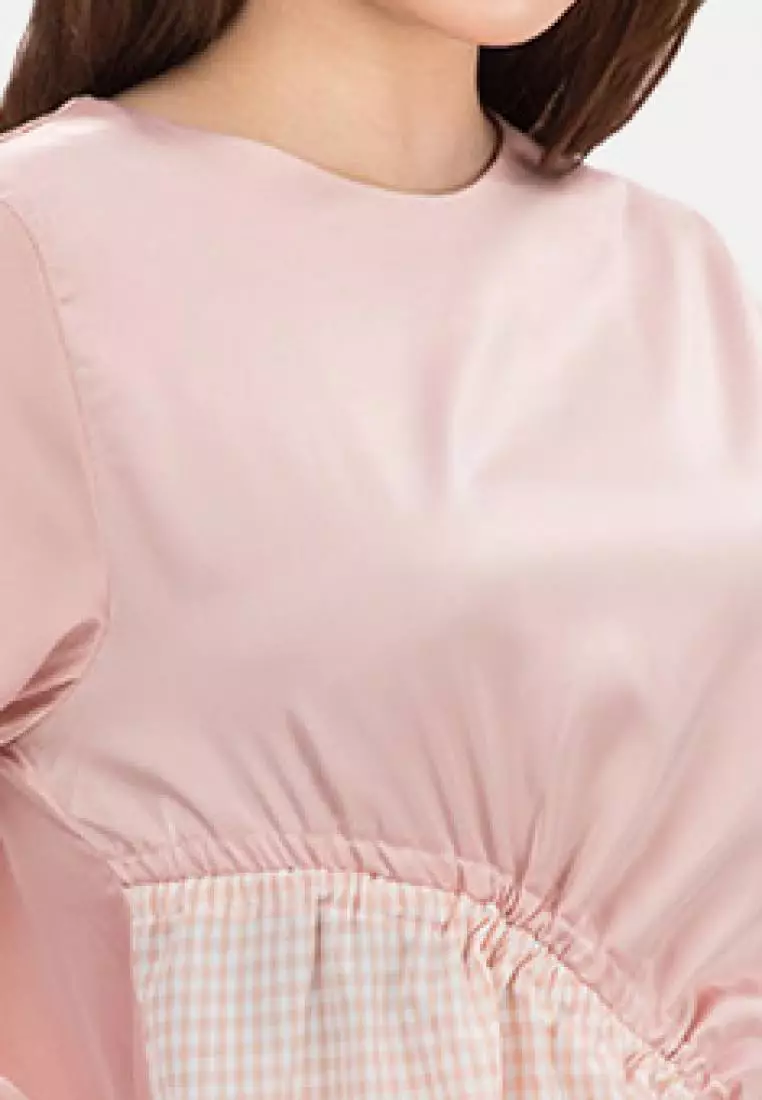 Asymetric Half Checker Blouse