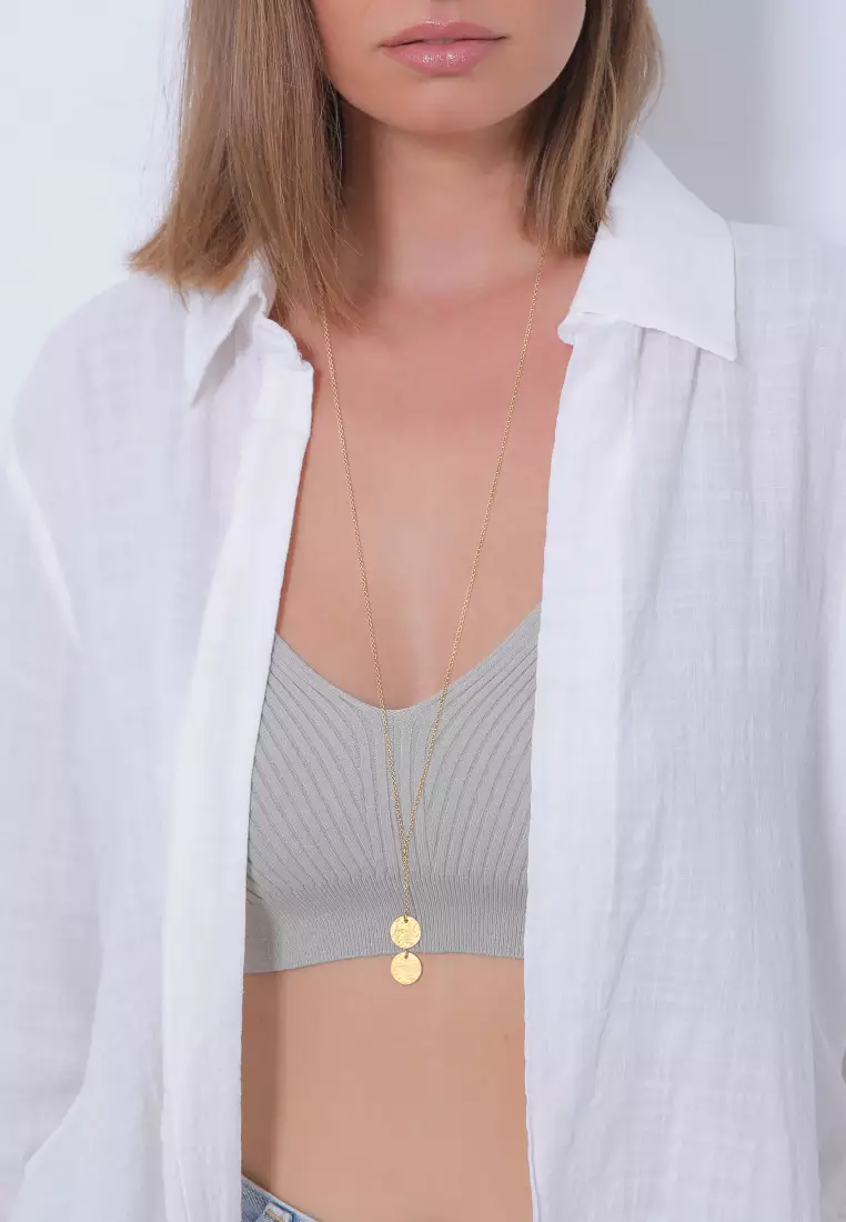 Kalung Perhiasan Perak 925 Wanita Y- Chain Gold Plated