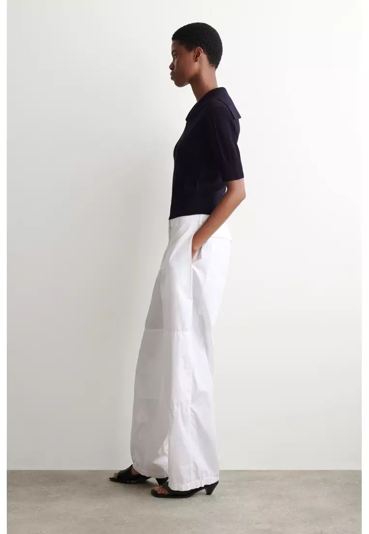 SAILOR-COLLAR WOOL POLO TOP