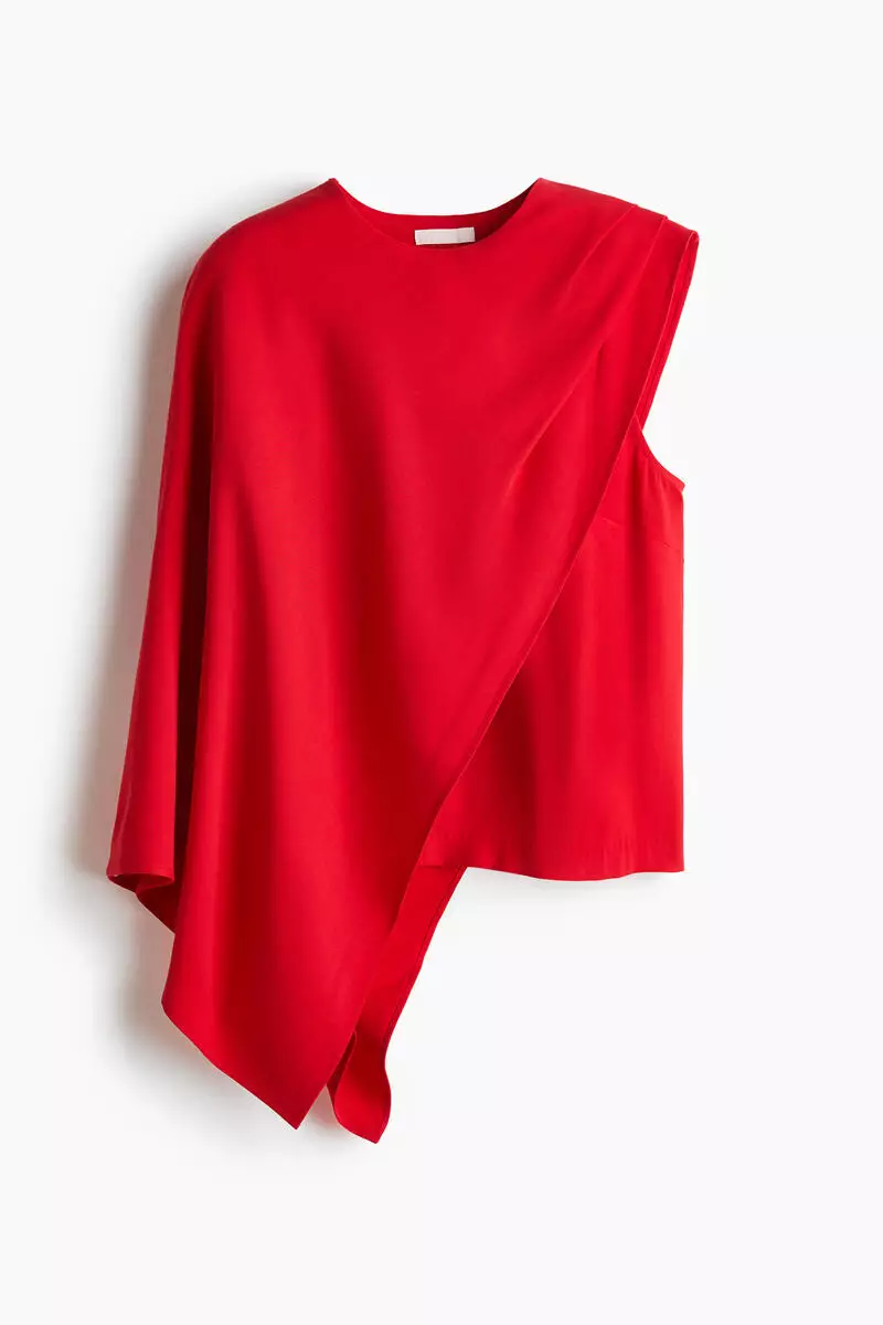 Asymmetric cape-detail blouse