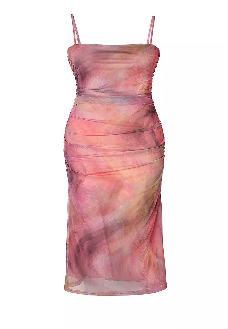 Strappy Bodycon Knitted Tulle Plus Size Dress