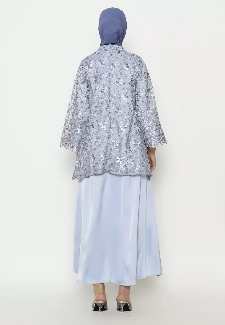 Urban Exchange Catya Gamis Blue - Gamis Brokat Premium Warna Blue