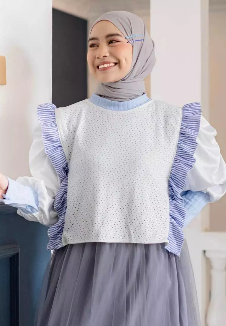 Vivy Vintage Vest - White-Stripe Blue M18583 R42S4