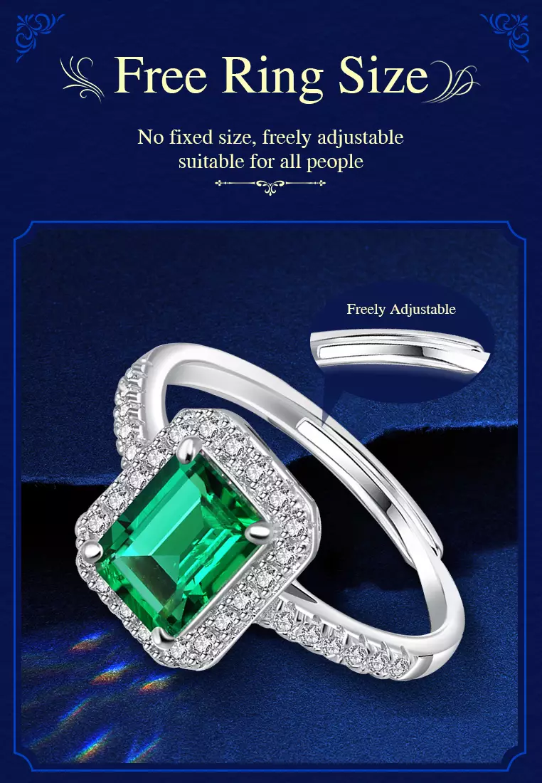 Cincin Wanita Kristal hijau Berlian Wanita Fashion Jewelry Anti luntur Ring