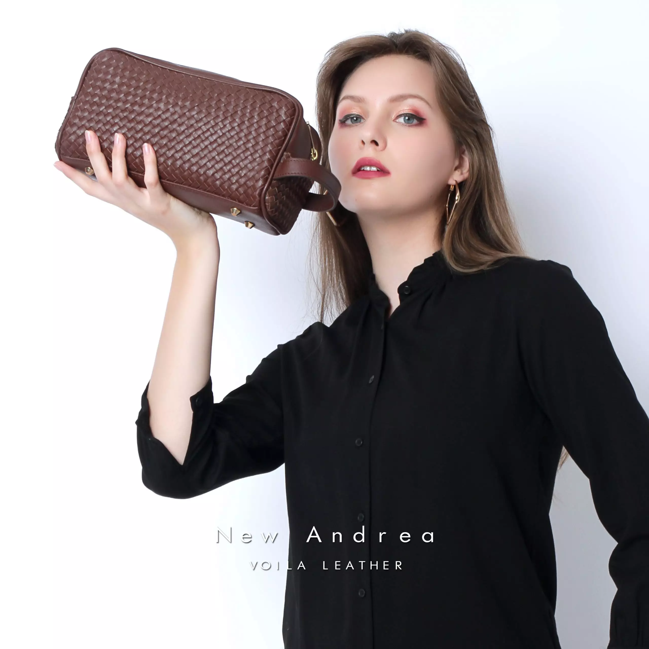 Pouch Anyaman Kulit Asli Voila New Andrea Brown