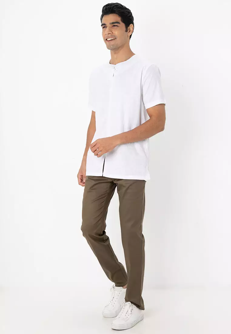 Button Stretchable Waist Band Chinos