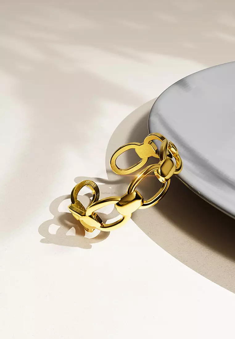 Gold chain link ring best sale
