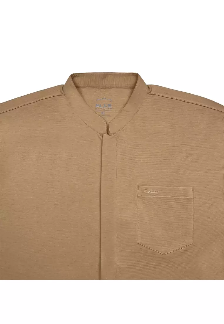 POLICE Kemeja Koko Polos Spandex Slub Premium Regular Fit Pria