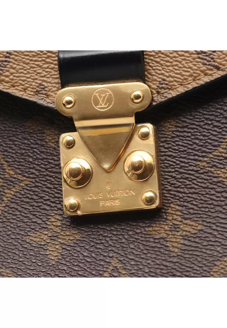 Pre-Loved Louis Vuitton pochette Metis MM monogram reverse Handbag PVC leather Brown black 2WAY