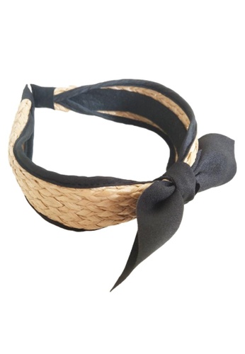 Kings Collection brown Woven Straw Bow Headband HA20332 AB4C1AC5A5C22FGS_1