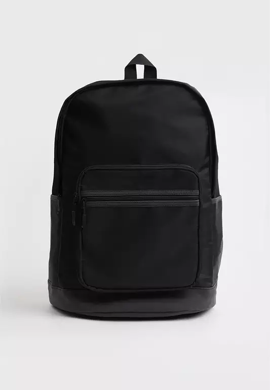 Backpack with PU Leather Blocking