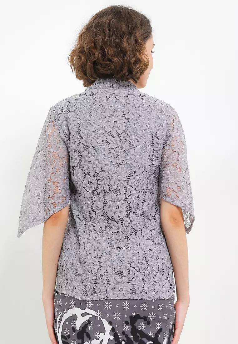 Blouse Lace Kebaya Brokat Keyna Grey