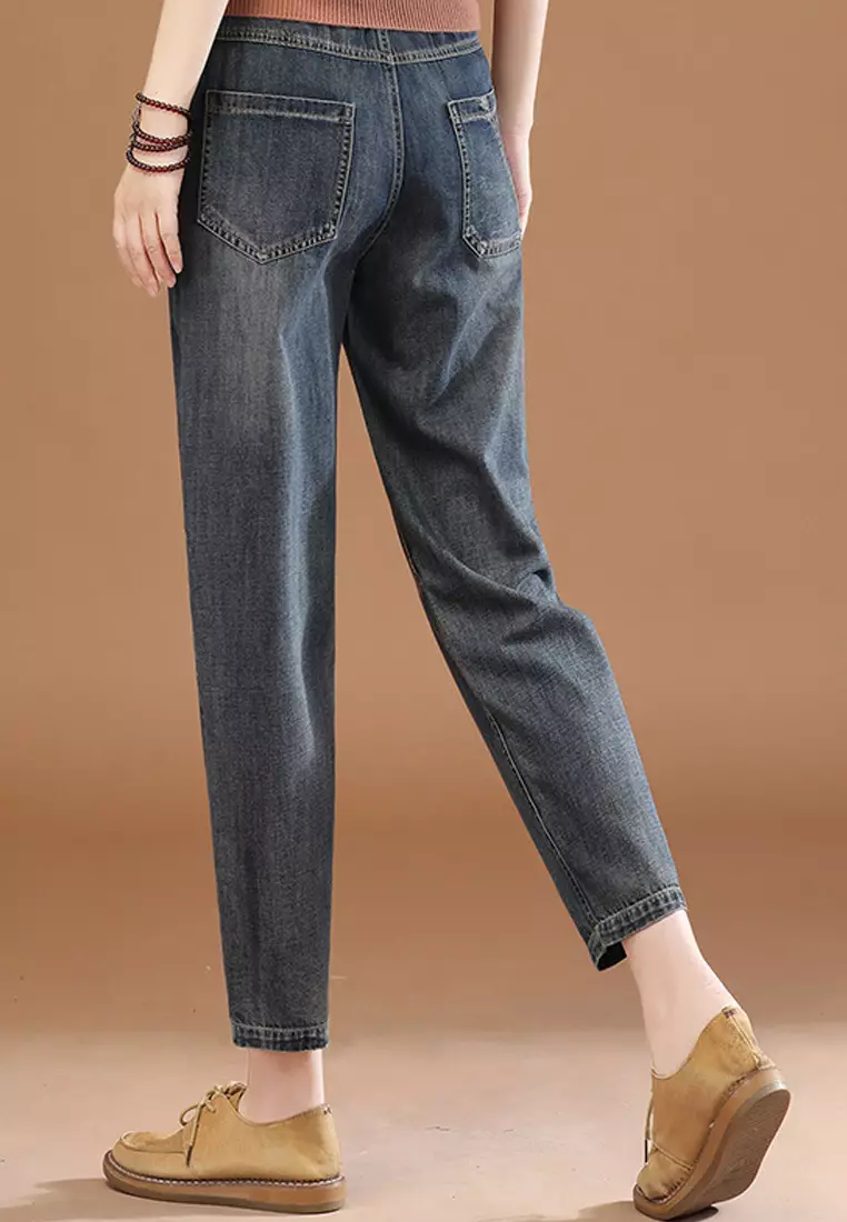 Girls elastic top waist jeans
