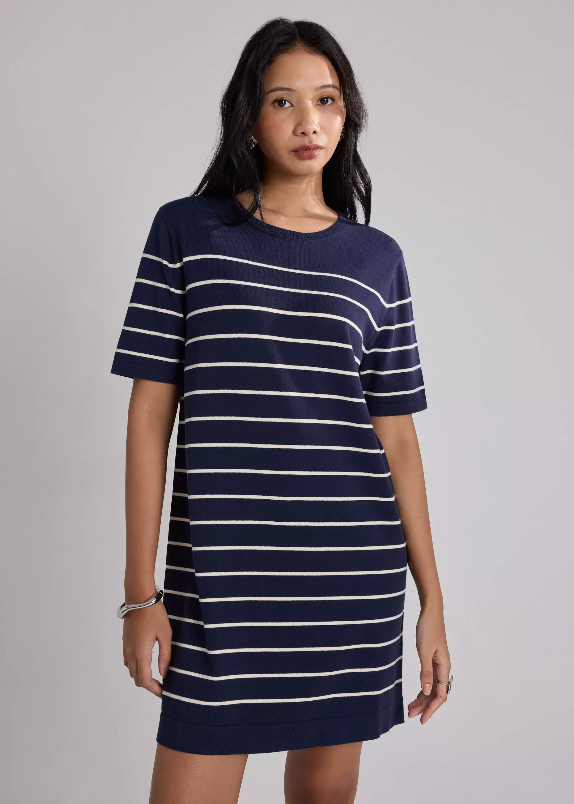 Jual Love, Bonito Dress Wanita - Resa Striped Knit Shift Dress Original 2026