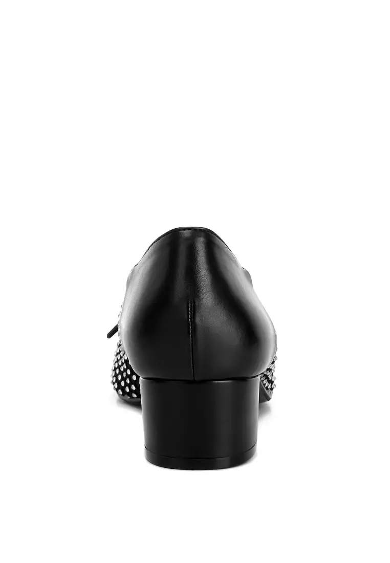 Rhinestone Detail Mesh Ballerinas in Black