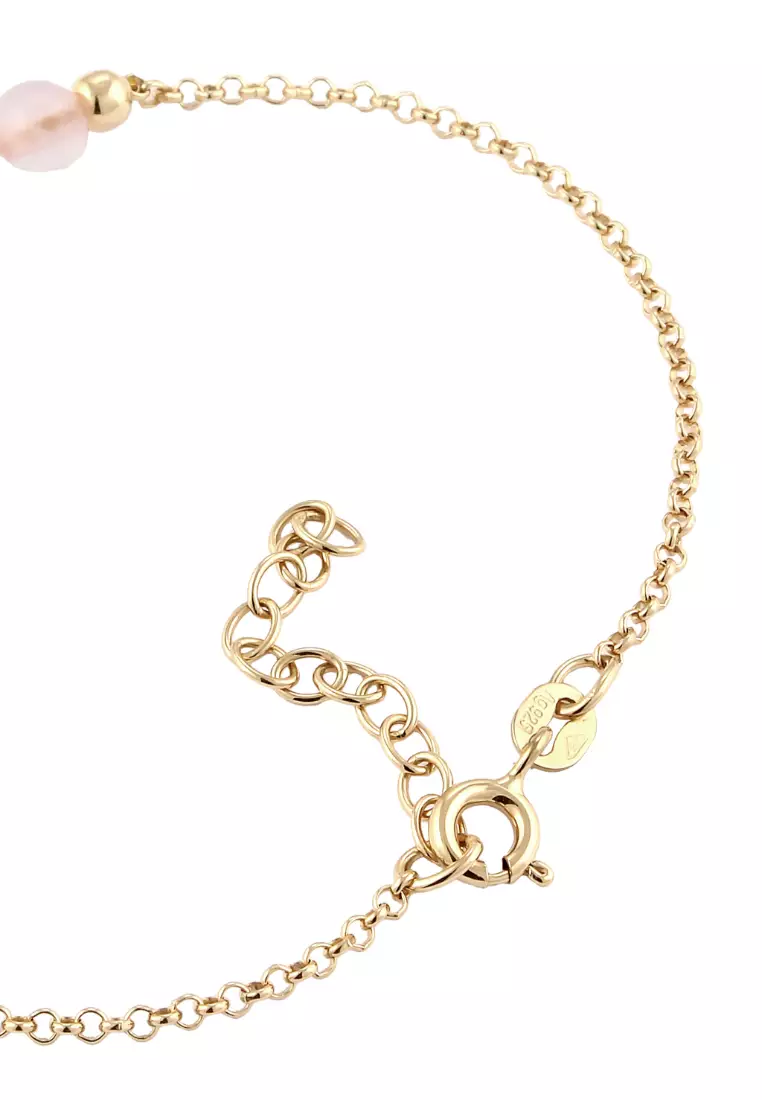 手链珠子石英玫瑰金镀层