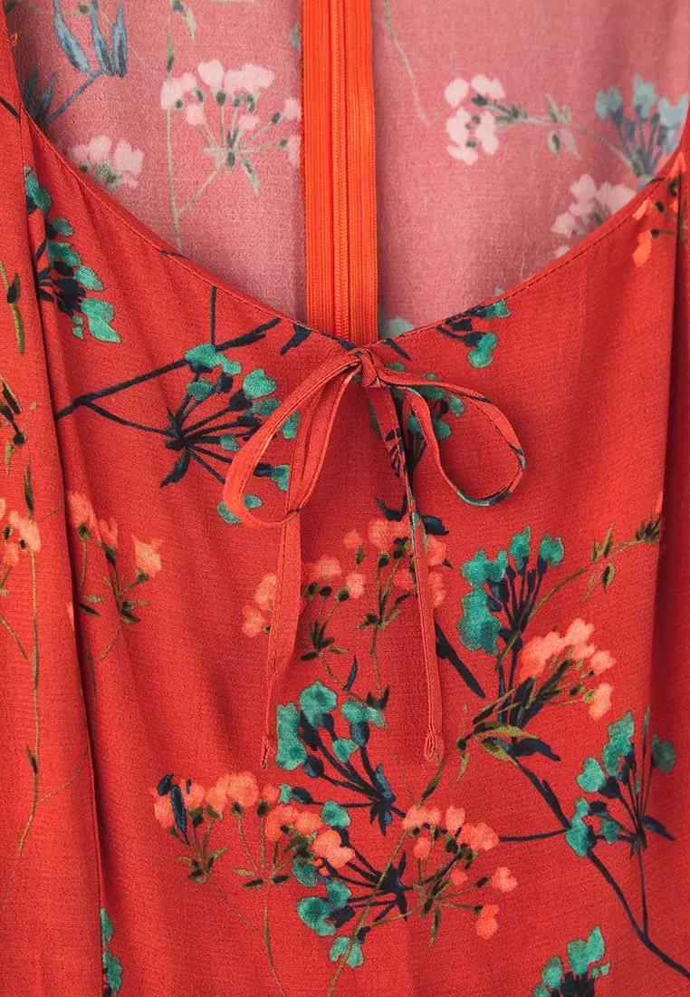Burgundy Sweetheart Neck Floral Short Woven Plus Size Dress