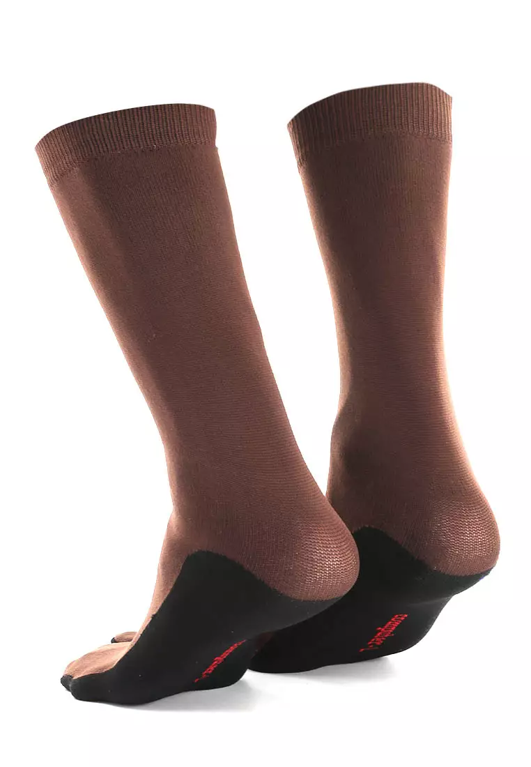 Nercyla Kaos Kaki Wanita Toe Socks Two Tone Casual Footwear Material Spandex ORIGINAL - Dark Brown