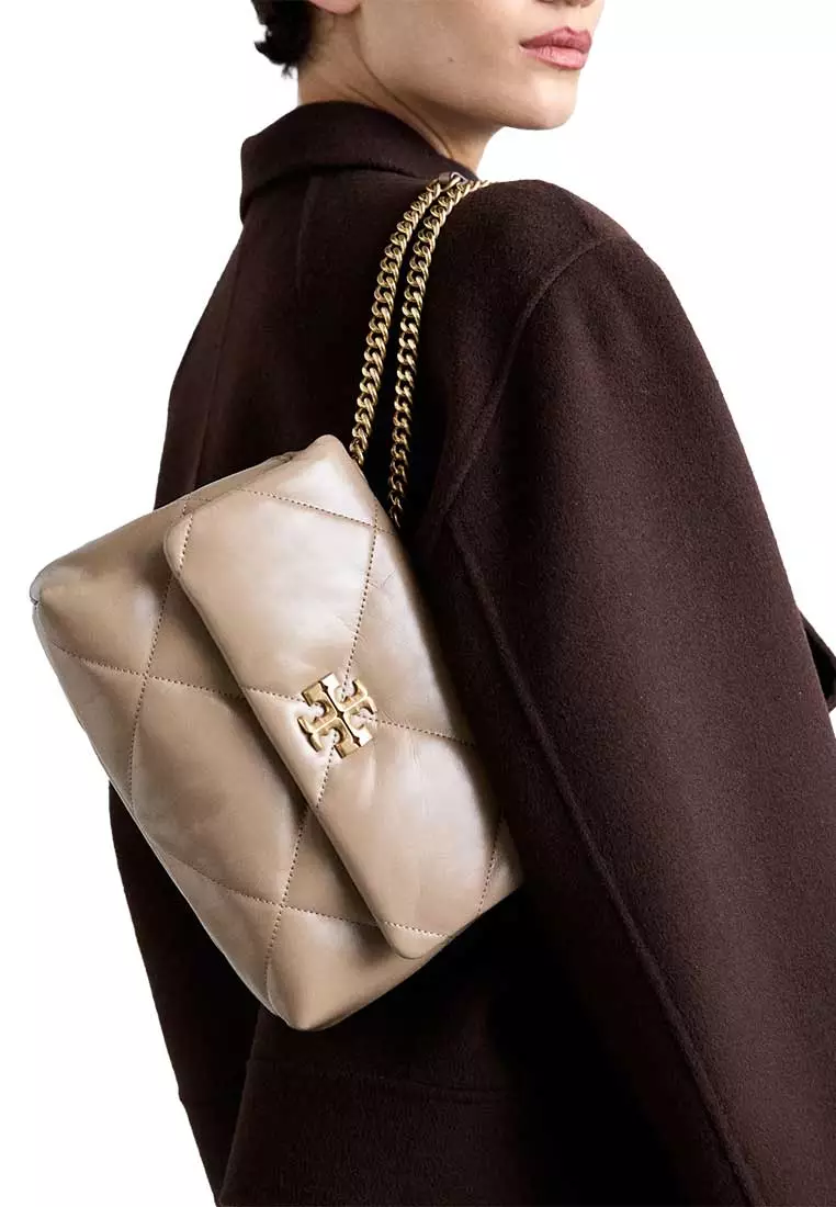 Small Kira Diamond Quilt Convertible Shoulder Bag Taupe Oak 154706