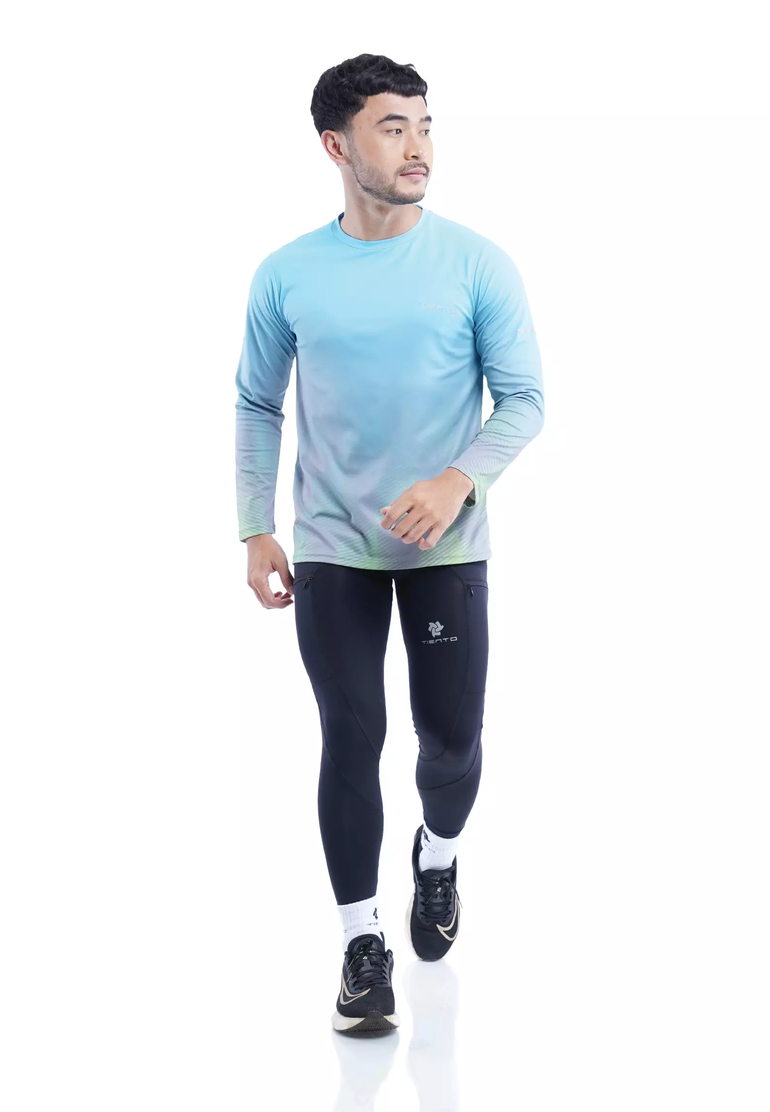 Tiento Jersey Running Anti UV Baju Olahraga Lari Pria Lengan Panjang Kaos Dryfit Long Sleeve Men Xceleration