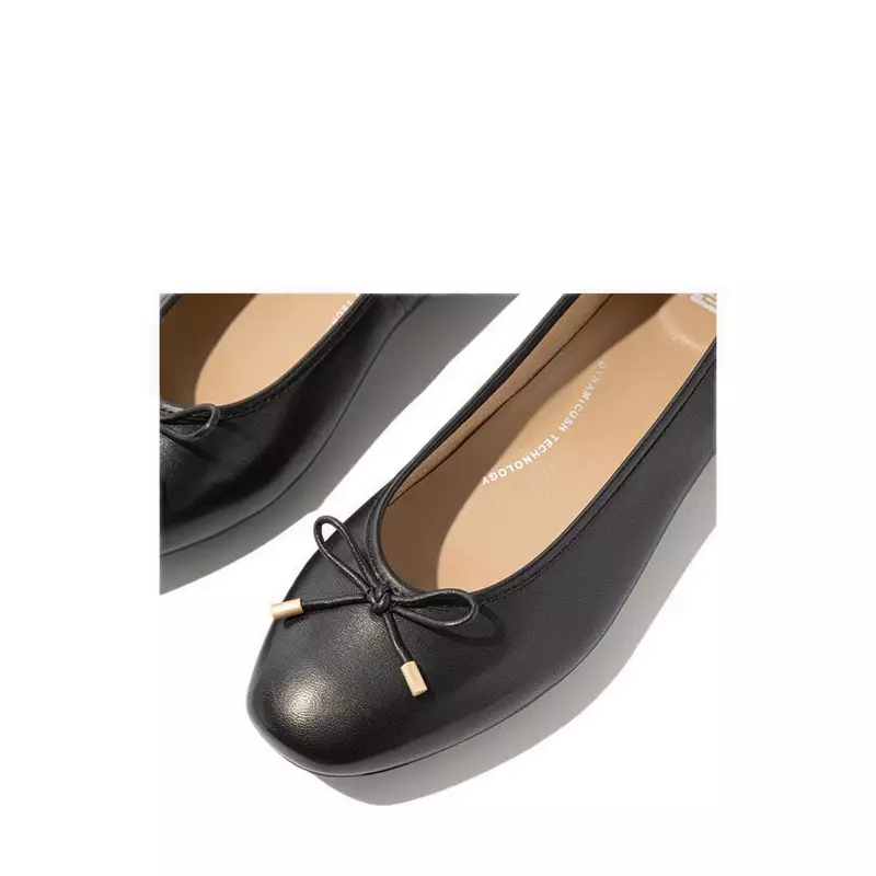 Fitflop Delicato Bow Soft Leather Ballet Flats - Black