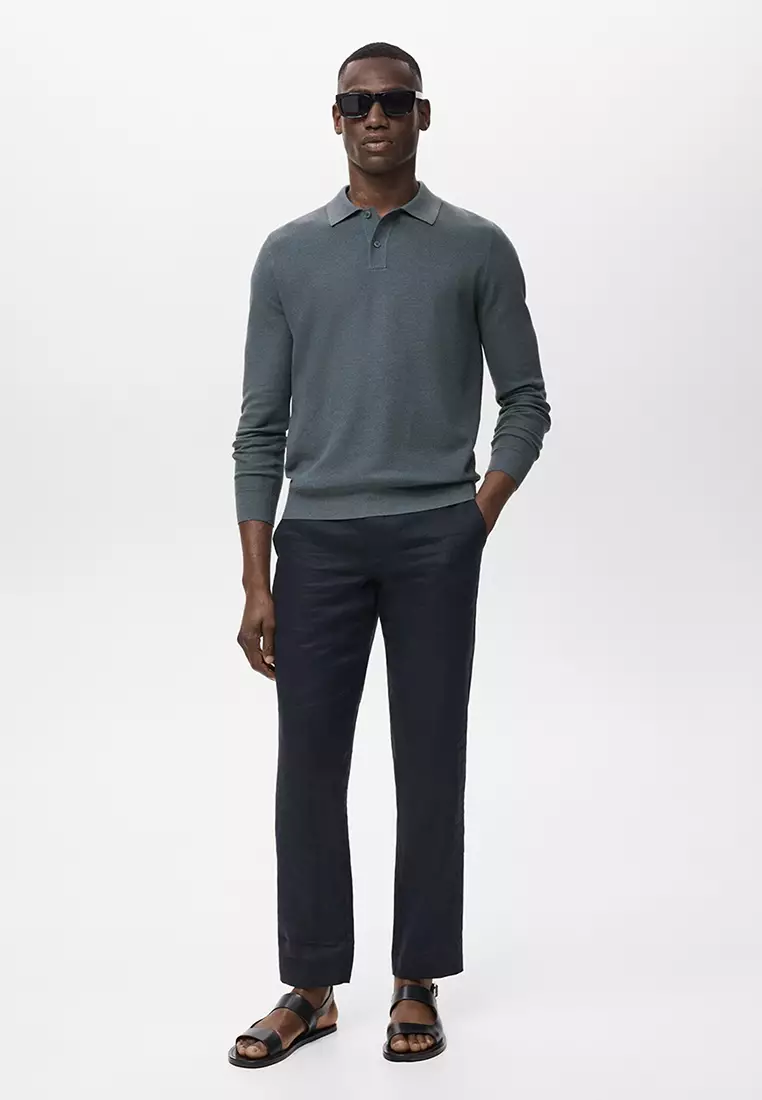 Micro-Structured Cotton Polo Shirt