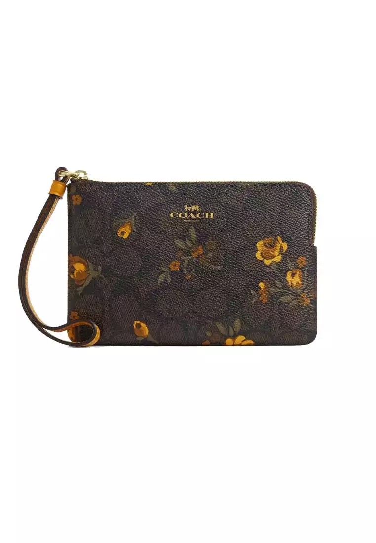 Buy Coach Corner Zip Wristlet In Signature Canvas With Floral