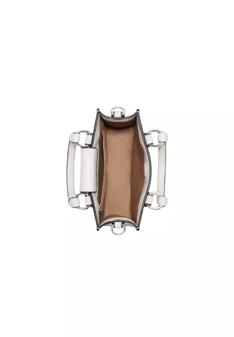Coach North South Mini Tote Bag Signature In Light Khaki Chalk CJ494
