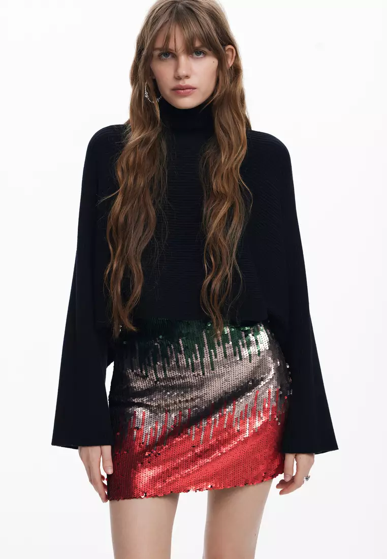 Falda Para Mujer Desigual - Corte Regular, Largo Mini, Cintura Alta Cruzada, Diseño Colorido Y Divertido