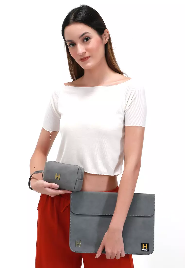 Quenty Sleeve Case Laptop 13 Inch Unisex Comportable Design Material Felt ORIGINAL - Gray