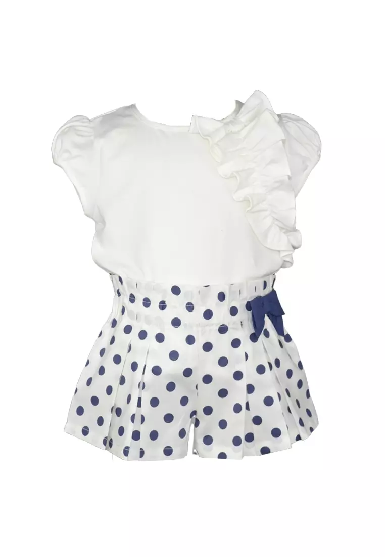 Eunice White Tops And Navy Polka Dots Short