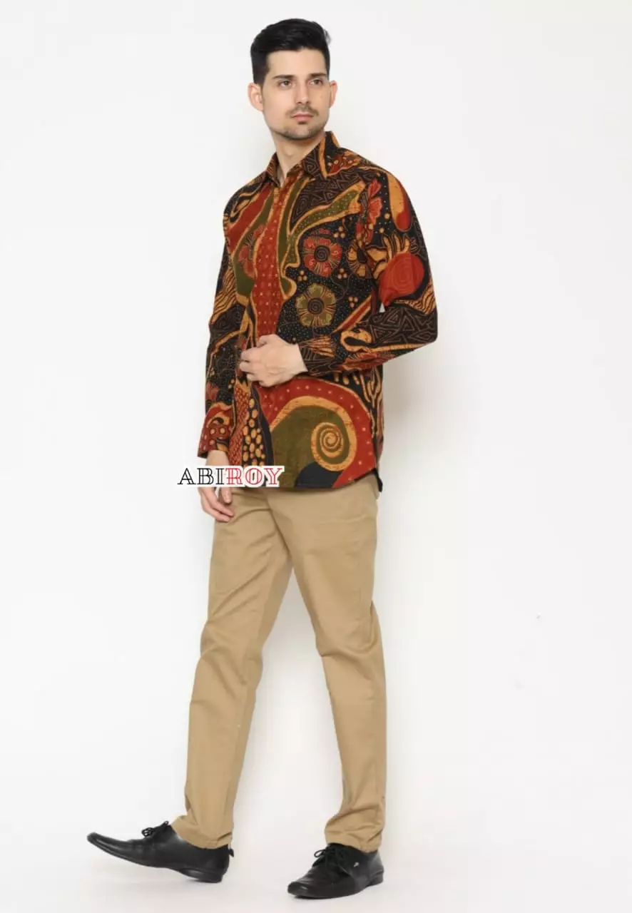Kemeja Batik Lasm Pria Premium Slimfit Elegant Modern Lengan Panjang Airlangga