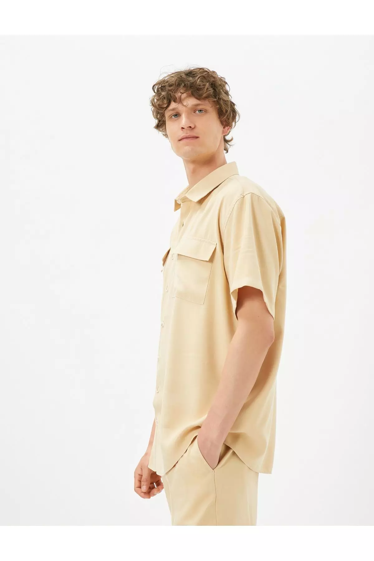 Discount on KOTON  shoes - SKU: Summer Shirt Short Sleeve Flap Double Pocket Button Classic Collar
