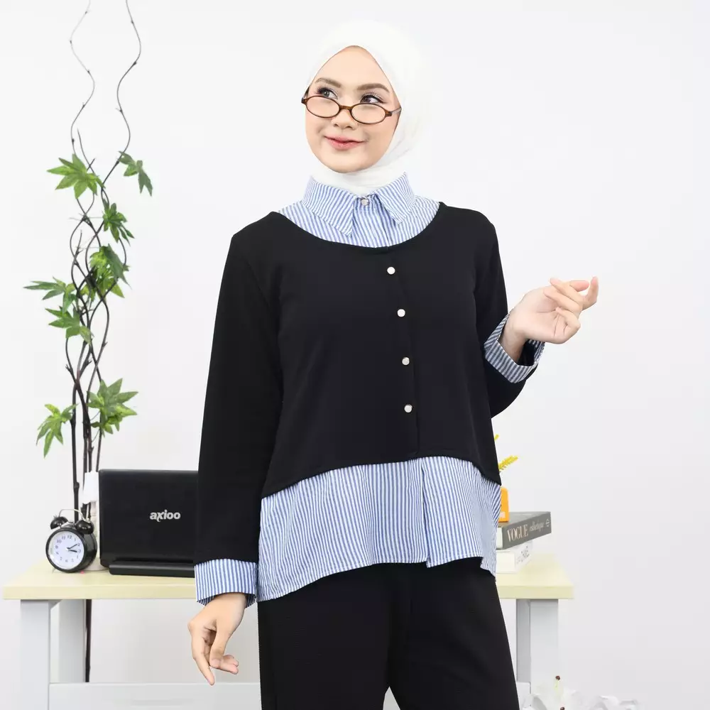 Ity Kemeja Layer Cardi - Black M19621 R16S2
