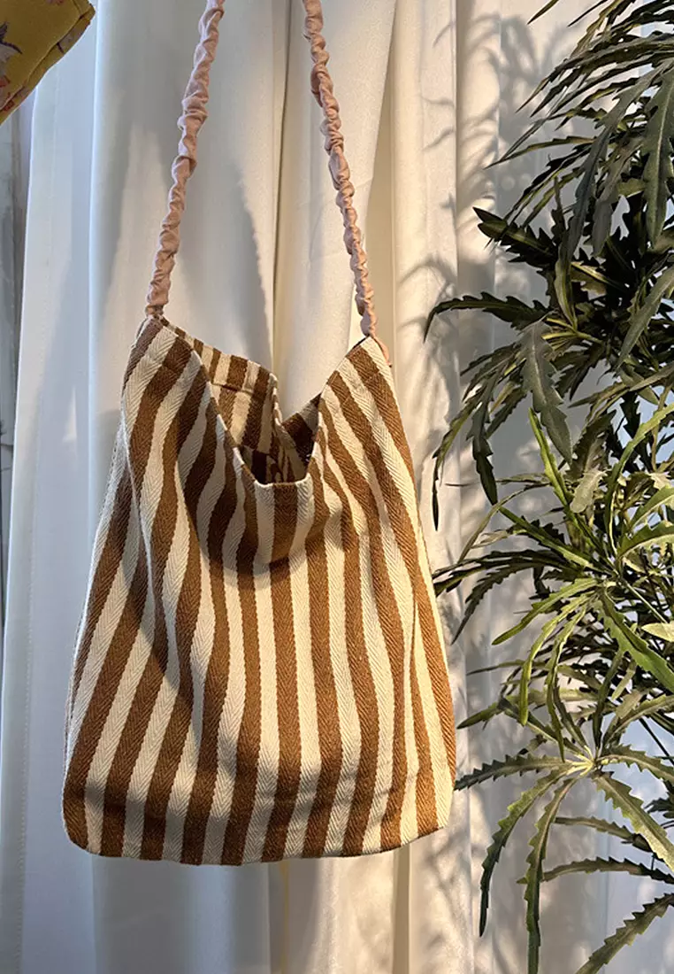 Buy Sunnydaysweety 2024 minimalist striped single shoulder Totes