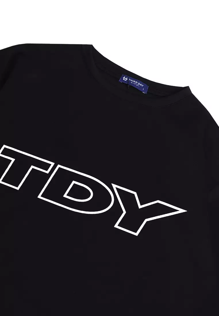 MTK35 Kaos Oversize Distro Pria Big Tdy Outline Hitam