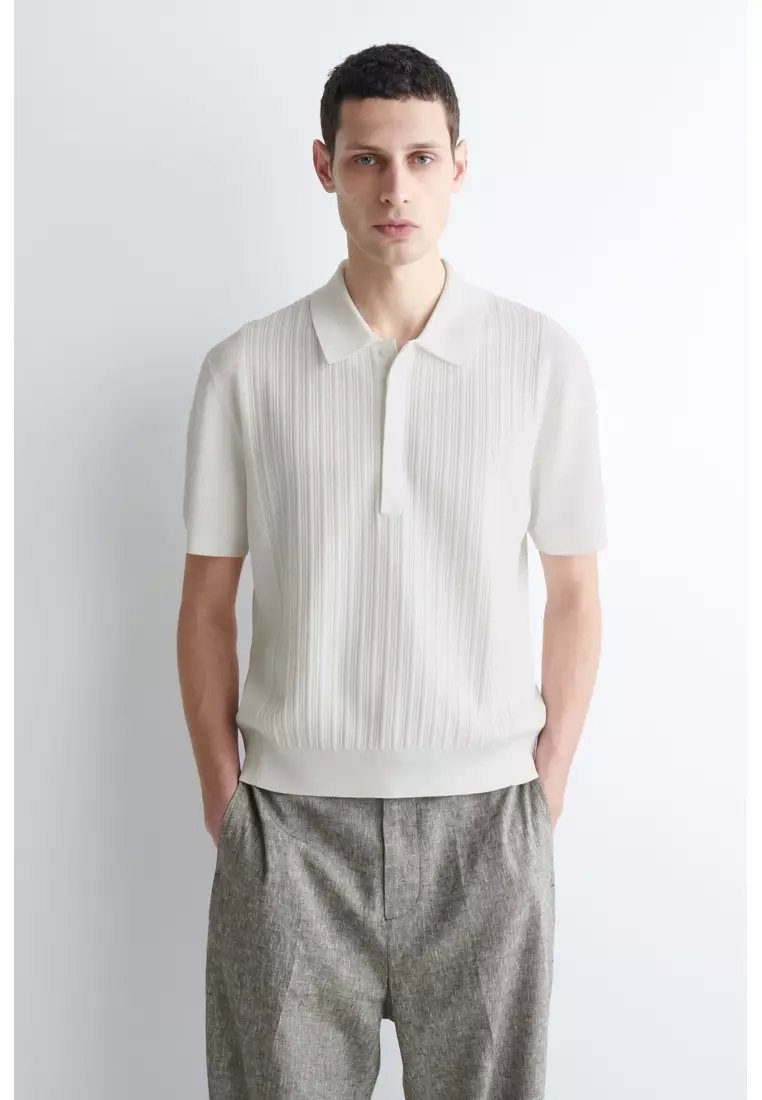 Buy COS TEXTURED-PANEL COTTON POLO SHIRT 2026 Online | ZALORA
