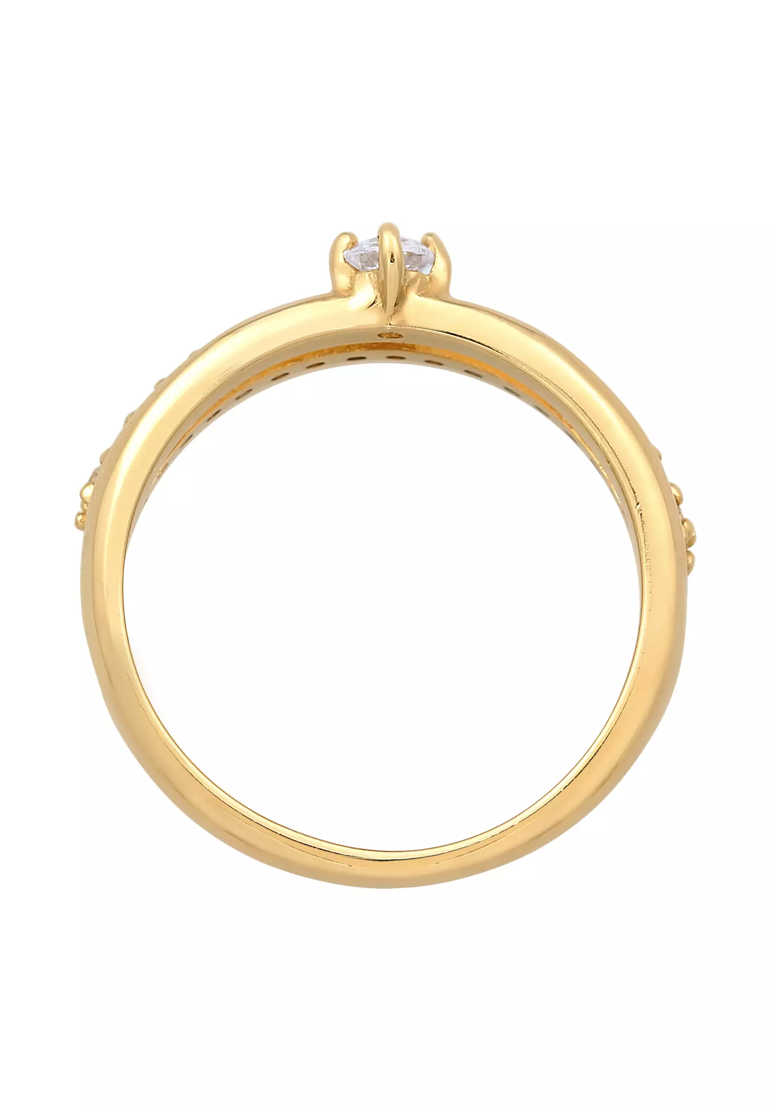 Ring Engagement Solitaire Sparkling Zirconia Crystals Gold Plated