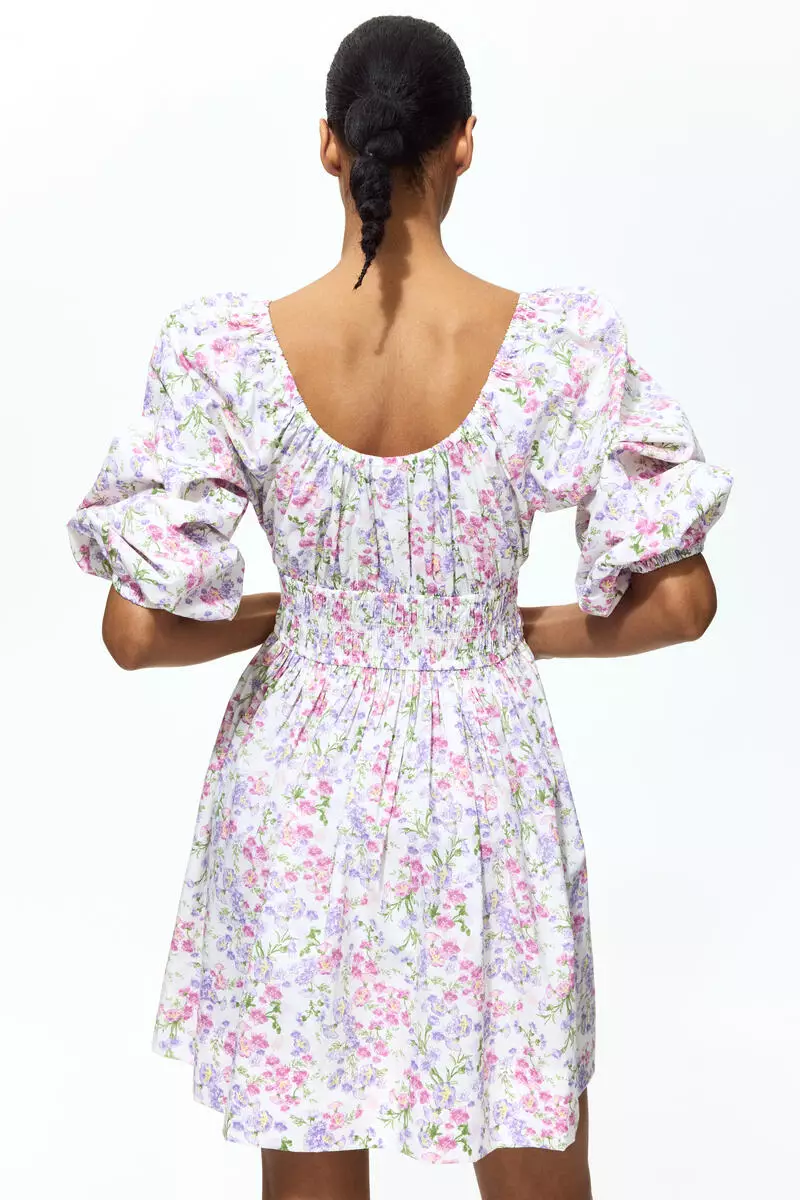 Flared-skirt cotton dress
