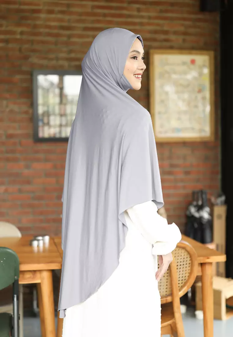 Cotton Bee - Lanna Bergo Malay | Hijab Instan Syari | Kerudung - Grey