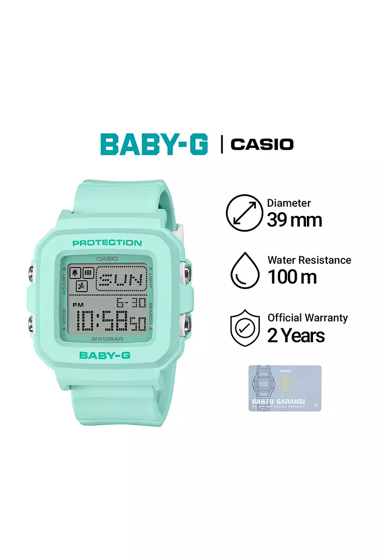 Casio Baby-G Jam Tangan Digital Wanita - Light Green - Resin Strap - BGD-10-3D