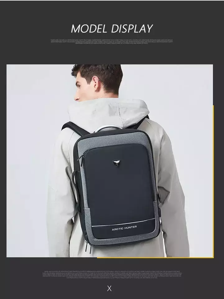 Arctic Hunter B00227L Tas Backpack Ransel Laptop Pria 17 USB Expandable - Ligh Grey