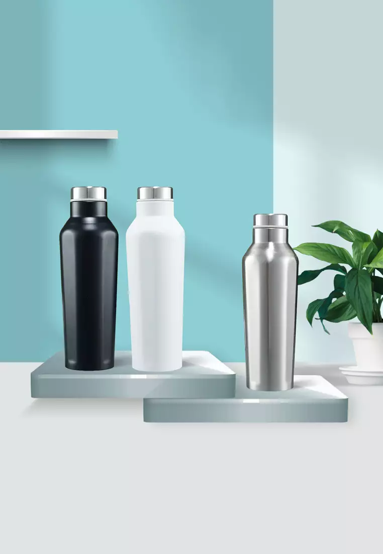 Wakakids Botol Minum Termos Stainless Steel Tumbler Premium Simple Polos 500ml K231 Venhs Hitam