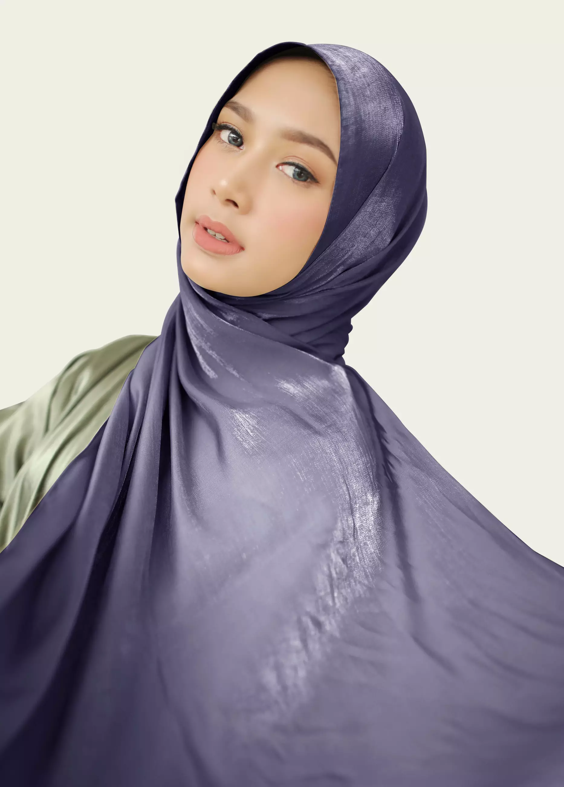 Hijab Pashmina Shimmer Silk Premium - Dark Lilac
