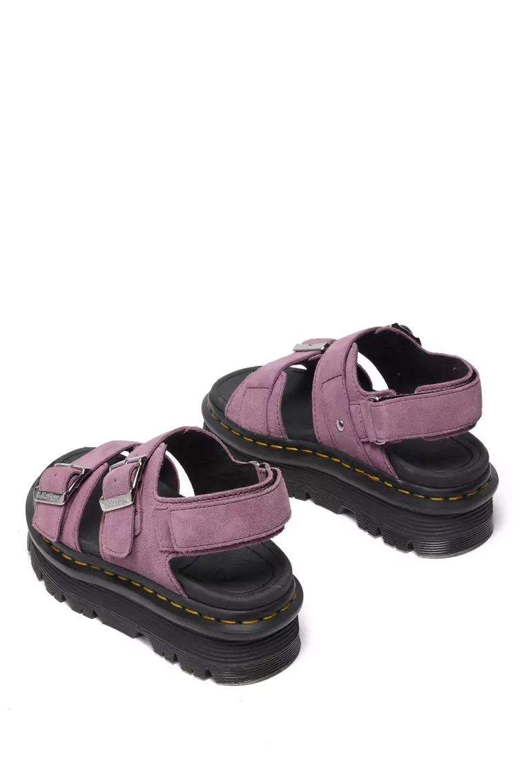 Zebzag Strap Suede Muted Purple Sandals Women