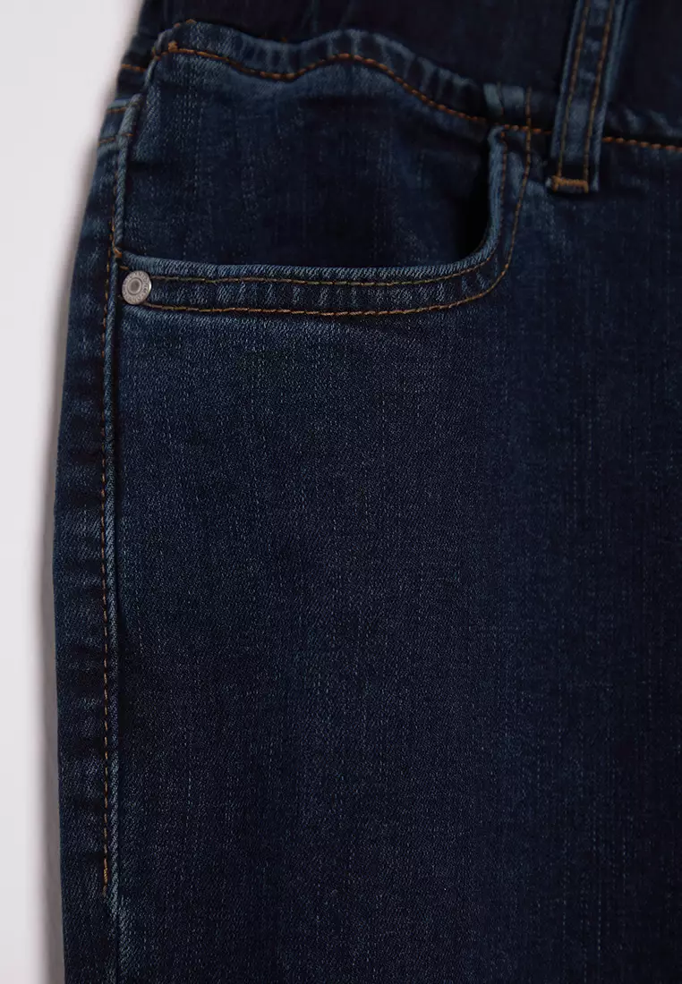 Dark Blue High Comfort Elastic Waist Flare Fit Jeans TBBAW25CJ00031